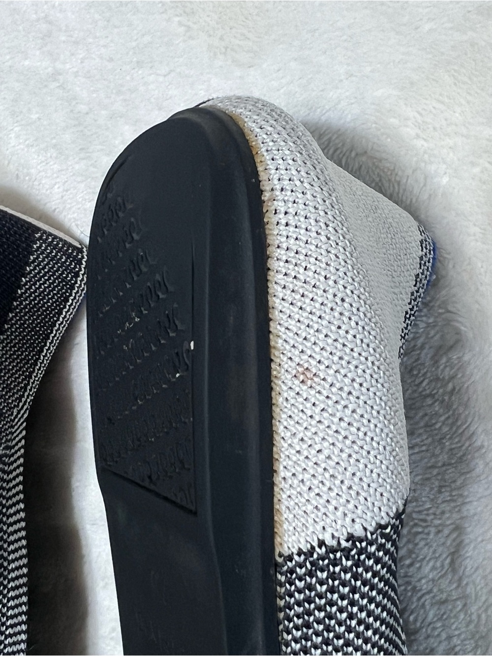 Rothy’s The Flat Size 7.5 Black Ivory Geometric Colorblock Knit Ballet Flats - Picture 8 of 10